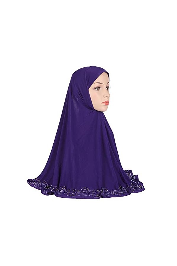 DABOURANG Hijab pour Femme Bonnet Hijab instantané Une pièce for Femme uni prêt à avec des Diamants Foulard Musulman Couvre-C