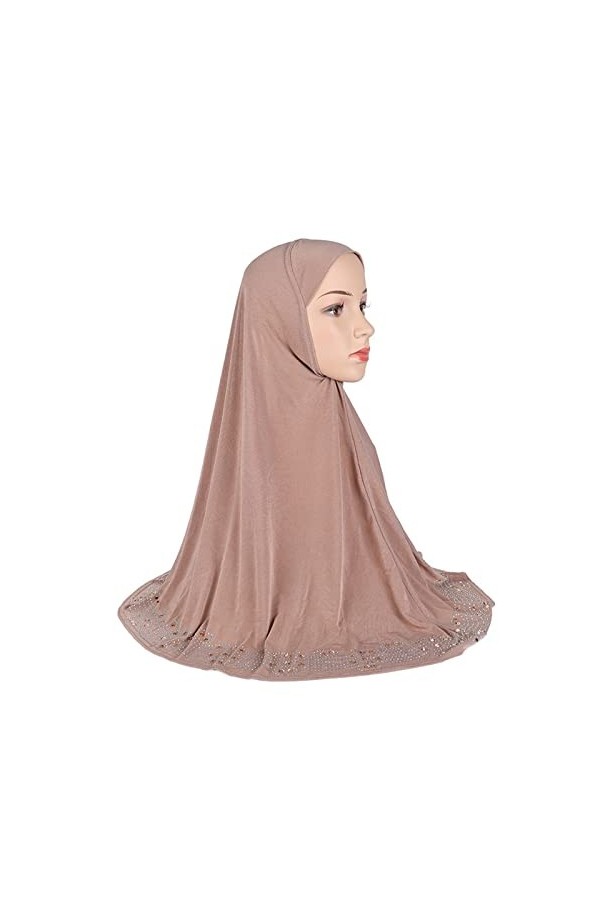 DABOURANG Hijab pour Femme Bonnet Hijab instantané Une pièce for Femme uni prêt à avec des Diamants Foulard Musulman Couvre-C