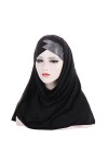 hijab pour femme Paillettes une pièce femmes musulmanes longue écharpe tirer sur prêt à casquette instantanée couvre-chef env