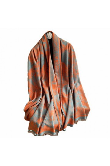 XKUN Écharpe dhiver en cachemire pour femme, châles et écharpes épaisses et chaudes, motif féminin, motif imprimé pashmina -