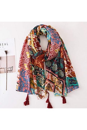 NXYJD Dames Mode Plaine Gland Viscose châle écharpe Automne Hiver Impression Chaud épais Pashmina volé Hijab