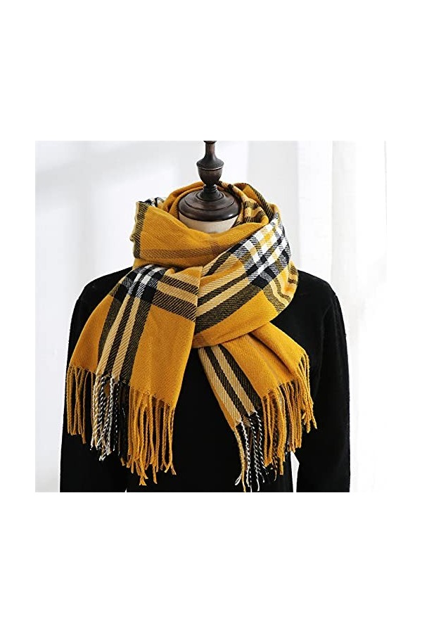 Foulard Echarpe Scarf Scarves Marque De Luxe Écharpe Femmes Écharpes Chaudes De Mode Châle À Carreaux Gland Foulards Wraps Fe