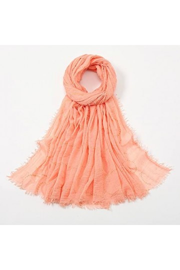 Foulard Femme Soie Cheveux pour De Hiver en Echarpe Couleur Unie Paillettes Coton Bandana Écharpe Dames Rides Paillettes Turb