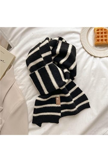 Bysonglezai Mode Hiver Echarpe Épaisse pour Femmes Rayées Tricotées Echarpes Chaud Châle Cou Wrap Lady WYD32-2