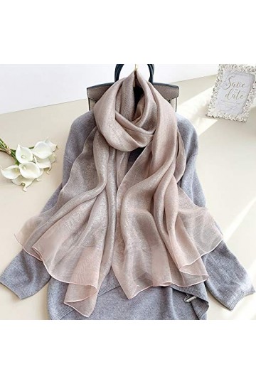 GCC Soie Echarpe Femme Longue Mince à la Mode,Pashminas Réversible Sauvage Confortable Automne Et Hiver écharpe Sauvage De Co