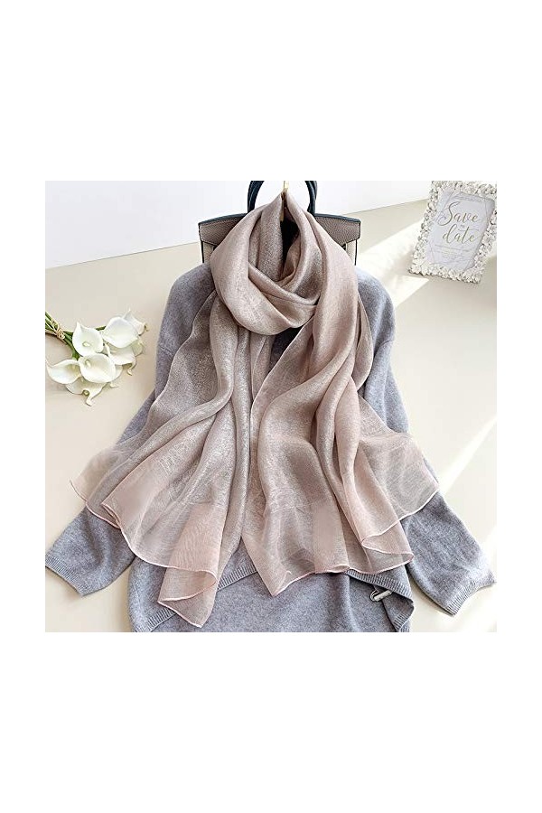 GCC Soie Echarpe Femme Longue Mince à la Mode,Pashminas Réversible Sauvage Confortable Automne Et Hiver écharpe Sauvage De Co