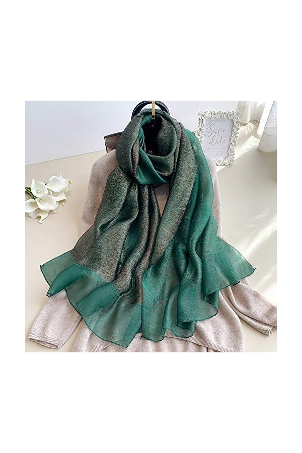 GCC Soie Echarpe Femme Longue Mince à la Mode,Pashminas Réversible Sauvage Confortable Automne Et Hiver écharpe Sauvage De Co