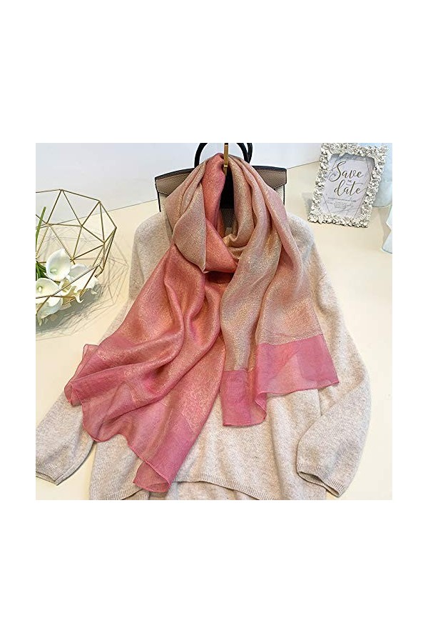 GCC Soie Echarpe Femme Longue Mince à la Mode,Pashminas Réversible Sauvage Confortable Automne Et Hiver écharpe Sauvage De Co