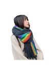 KAYNO Hiver Écharpe Arc-en-ciel hiver femmes écharpe châles et enveloppes longue épaissir Pashmina chaud doux écharpe avec de