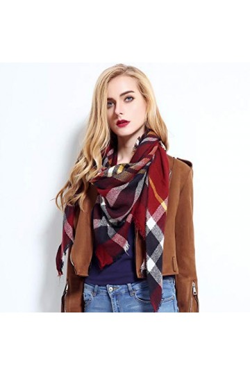 Foulard Femme Cheveux Echarpe Soie Écharpe À Carreaux Dames Écharpe Chaude Couleur Unie Écharpe Mode Couverture Châle 106