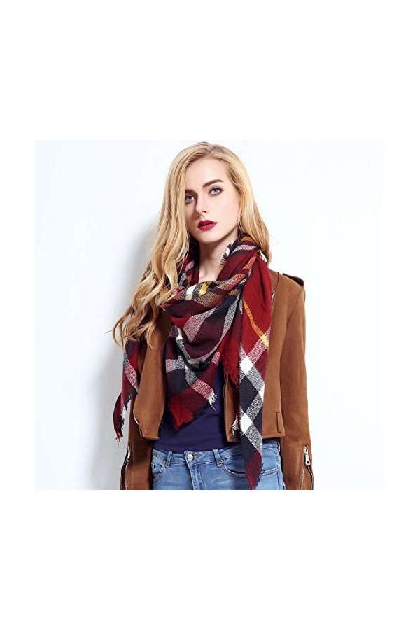 Foulard Femme Cheveux Echarpe Soie Écharpe À Carreaux Dames Écharpe Chaude Couleur Unie Écharpe Mode Couverture Châle 106