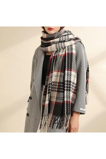 PAIHUIART Foulard Femme Echarpe Écharpe Châle Foulards Homme Écharpes À Carreaux Gland Grand Wrap Mode Coréenne Hiver Femmes 
