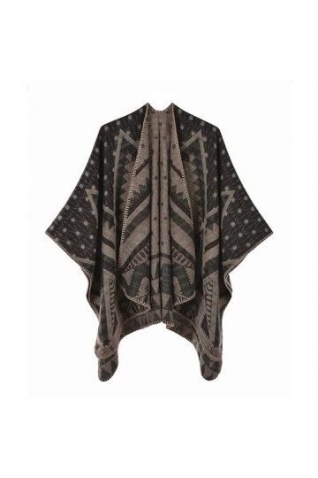 Bysonglezai Foulard Femme Echarpe Homme Châle Géométrique Vintage Poncho Split Écharpe Hiver Chaud Châle Wrap Femme Tricoté M