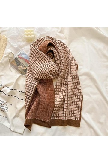 Bysonglezai Écharpe élastique élastique à Carreaux tricotée Solf Femmes Fil Voyage WYD23-2