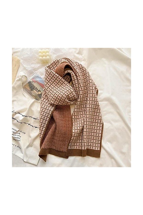 Bysonglezai Écharpe élastique élastique à Carreaux tricotée Solf Femmes Fil Voyage WYD23-2