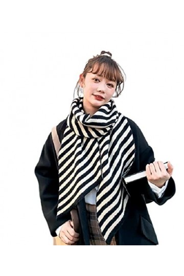 Bysonglezai Foulard Femme Echarpe Écharpe Châle Homme Foulards Mode Classique Tricot Cachemire Écharpe Rayures Polyvalent Hiv