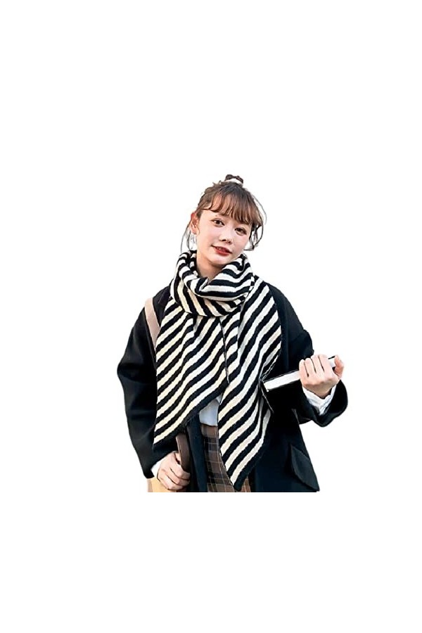 Bysonglezai Foulard Femme Echarpe Écharpe Châle Homme Foulards Mode Classique Tricot Cachemire Écharpe Rayures Polyvalent Hiv