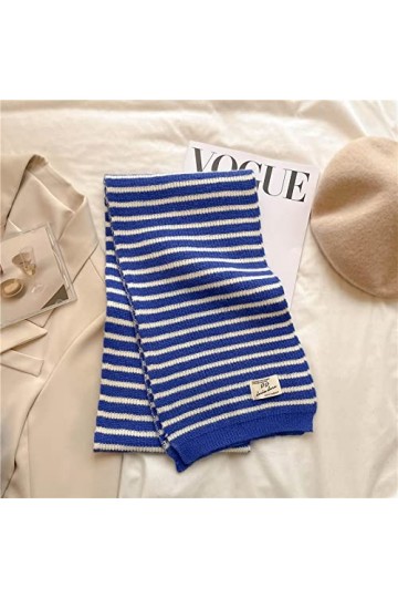 Bysonglezai Écharpe tricotée Douce d’Hiver pour Femmes Châle de Mode Cou Wrap Châle épais Chaud Neckerchief Châles rayés WYD3