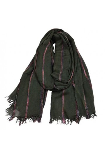 LuisFranklin Foulard Femme Echarpe Soie Cheveux Écharpe Surdimensionnée Coton Lin Rayé Plaid Bulle Longue Écharpe Femme Châle