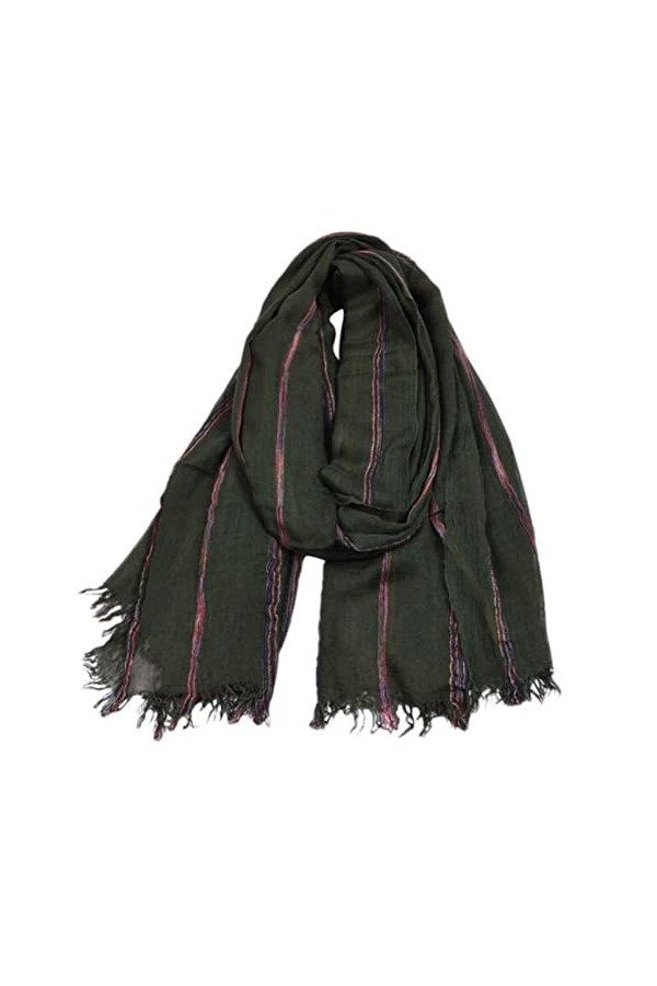 LuisFranklin Foulard Femme Echarpe Soie Cheveux Écharpe Surdimensionnée Coton Lin Rayé Plaid Bulle Longue Écharpe Femme Châle