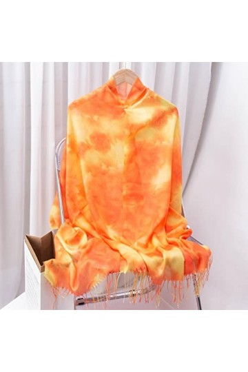 LuisFranklin Foulard Femme Echarpe Soie Cheveux 180 * 70Cm Nouveau Tie-Dye Motif Impression Écharpe Femmes Mode Couleur Échar