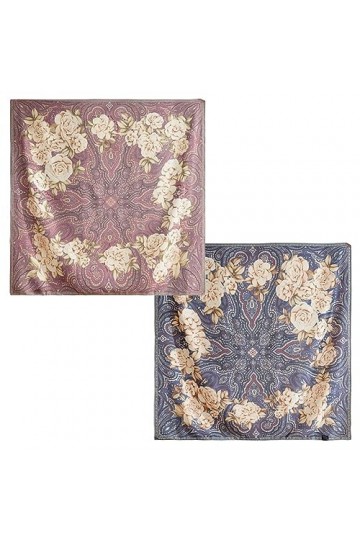 XUYUZUAU Grande écharpe carrée en laine véritable pour femme - 106,7 cm - Double face - Style décontracté et formel, Fleur ca