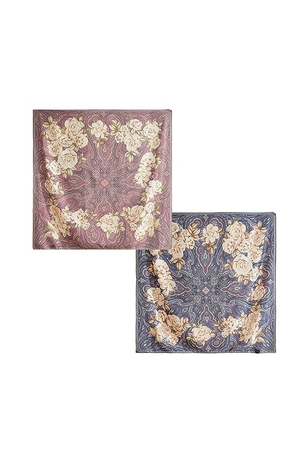 XUYUZUAU Grande écharpe carrée en laine véritable pour femme - 106,7 cm - Double face - Style décontracté et formel, Fleur ca