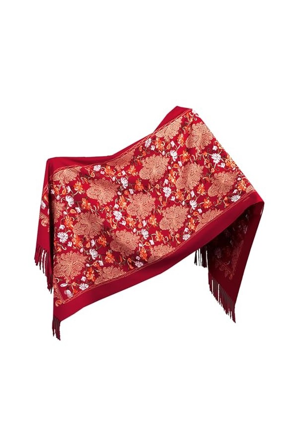 GFM® Châle pashmina en laine à texture cachemire brodée – Automne-Hiver – Saint Valentin, fête des mères, Noël EMBSHL-A , 3 