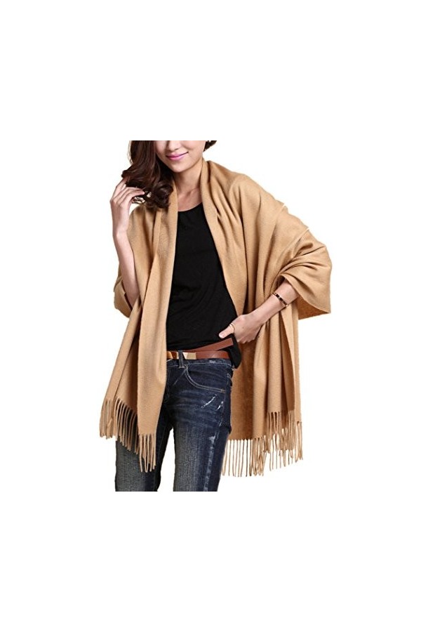 Novawo Châle en cachemire et laine pour homme et femme Taille XL 198,1&nbsp;x 68,6&nbsp;cm Plusieurs coloris disponibles - gris - taill