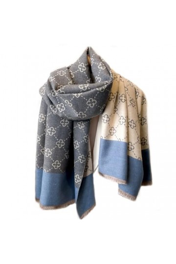 Écharpe Étole Pashmina Poncho Châle Bleu Ciel Gris Femme Manteau Brillabenny