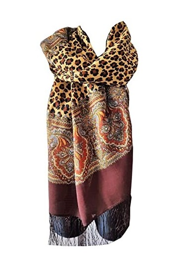 Pavlovo Posad Shawl Écharpe Pawlow Pavlovo Posad - Pour femme - 100 % laine - Avec cachemire et fleurs - Avec franges en soie