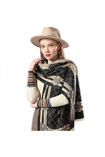 Brillabenny Pashmina Écharpe châle pour femme, fille en laine et CASHMERE noir beige