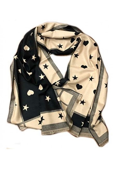 Brillabenny Pashmina Écharpe châle pour femme, fille en laine et CASHMERE noir beige