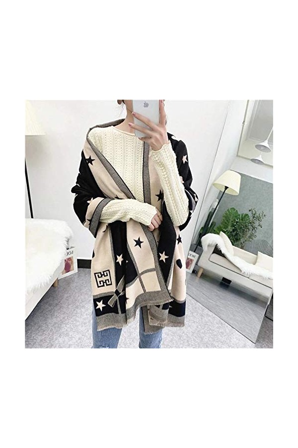 Brillabenny Pashmina Écharpe châle pour femme, fille en laine et CASHMERE noir beige