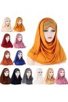 hijab pour femme Paillettes une pièce femmes musulmanes longue écharpe tirer sur prêt à casquette instantanée couvre-chef env