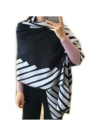Brillabenny Écharpe Étole Cape Pashmina Fantaisie Rayures Laine et Cachemire Châle Élégant Foulard Cape