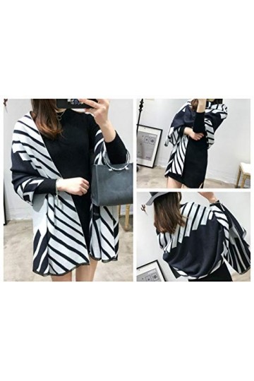 Brillabenny Écharpe Étole Cape Pashmina Fantaisie Rayures Laine et Cachemire Châle Élégant Foulard Cape