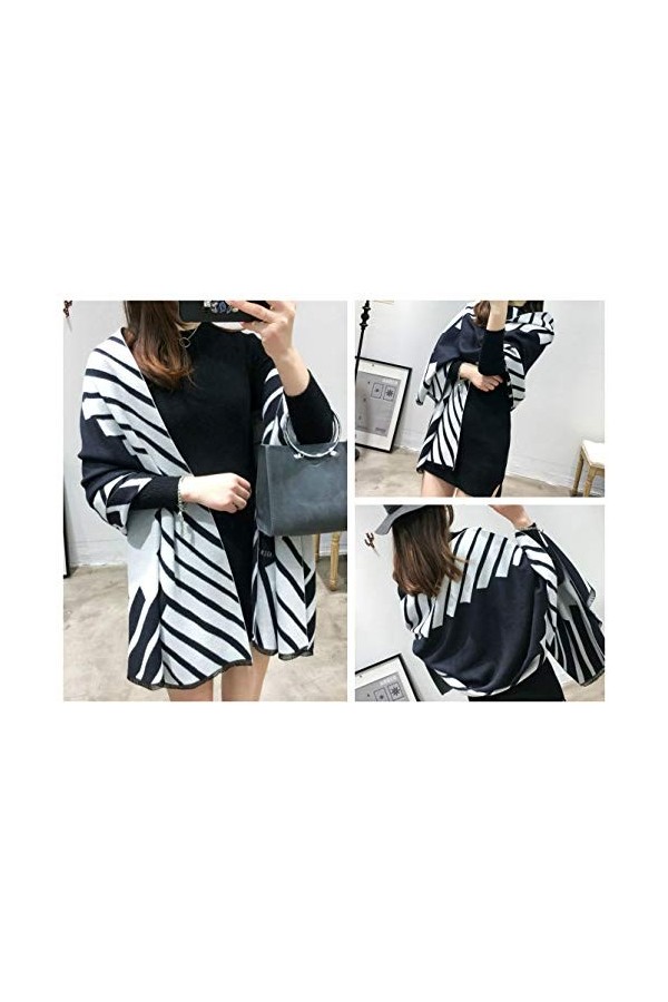 Brillabenny Écharpe Étole Cape Pashmina Fantaisie Rayures Laine et Cachemire Châle Élégant Foulard Cape