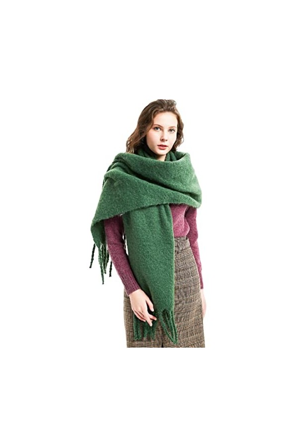 Bysonglezai Foulard Femme Echarpe Écharpe Châle Homme Foulards Épais Femmes Wraps Gland Grande Écharpe De Luxe Solide Vert Ch