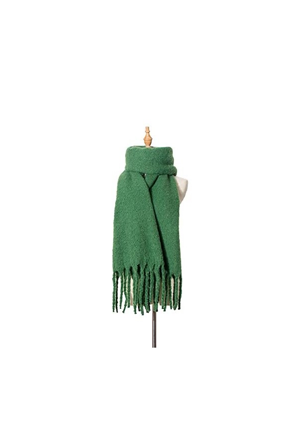 Bysonglezai Foulard Femme Echarpe Écharpe Châle Homme Foulards Épais Femmes Wraps Gland Grande Écharpe De Luxe Solide Vert Ch