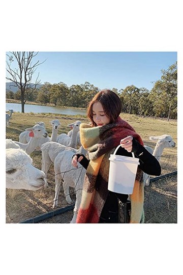 KGDC Echarpe Châle Écharpe de Cachemire rétro Femmes Hiver rayé à Carreaux Noirs Rose Rose Chaude Chaude Pashmina châles Wrap