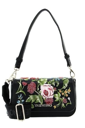 Valentino Fleur, Sac Baguette Femme, Noir/Multicolore, Taille Unique