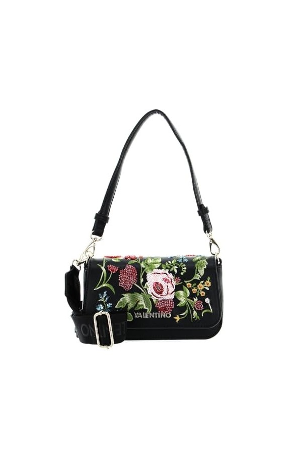 Valentino Fleur, Sac Baguette Femme, Noir/Multicolore, Taille Unique