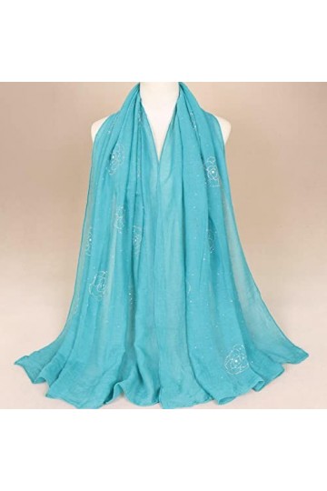 Foulard Femme Soie Cheveux pour De Hiver en Echarpe Écharpe De Luxe pour Dames Châle Paillettes Bandeau Doux Wrap 180 * 75Cm 