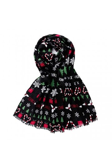 RILOOP Écharpe Foulards De Mode pour Les Femmes, Châle Doux Imprimé Flocon De Neige Arbre De Noël Chaud Longue Automne Hiver 