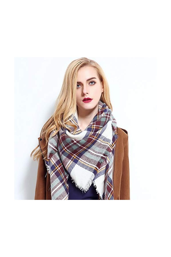 Foulard Femme Soie Cheveux pour De Hiver en Echarpe Écharpe À Carreaux Dames Écharpe Chaude Couleur Unie Écharpe Mode Couvert