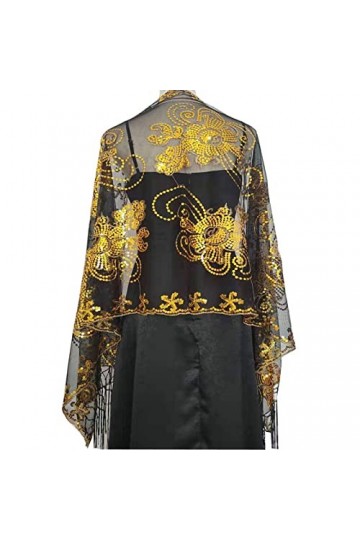 Bysonglezai Foulard Femme Echarpe Homme Châle Élégante Robe De Soirée Châles Dames Glands Broderie Paillettes Décoration À La