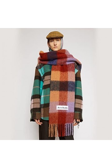 Foulard Echarpe Scarf Scarves Nouvelle Marque Écharpe Femmes Plaid Doux Chaud Gland Châles Dames Rouge Multi Couleurs Grands 