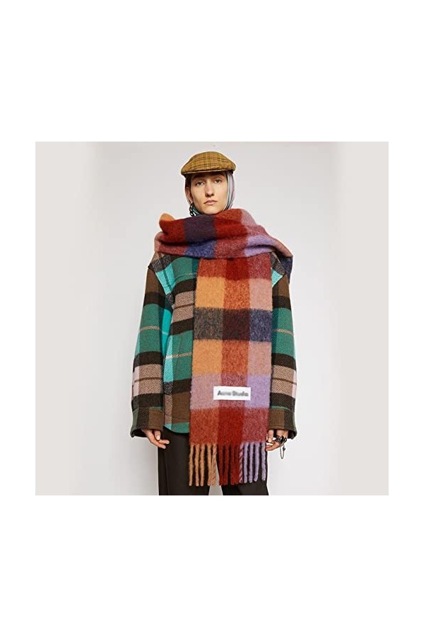 Foulard Echarpe Scarf Scarves Nouvelle Marque Écharpe Femmes Plaid Doux Chaud Gland Châles Dames Rouge Multi Couleurs Grands 