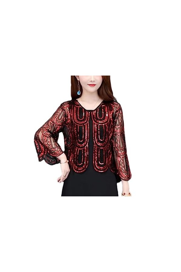 wjnvfioo Châle à paillettes avec perles - Style vintage - Pour robe sans manches, Argent 709, taille unique